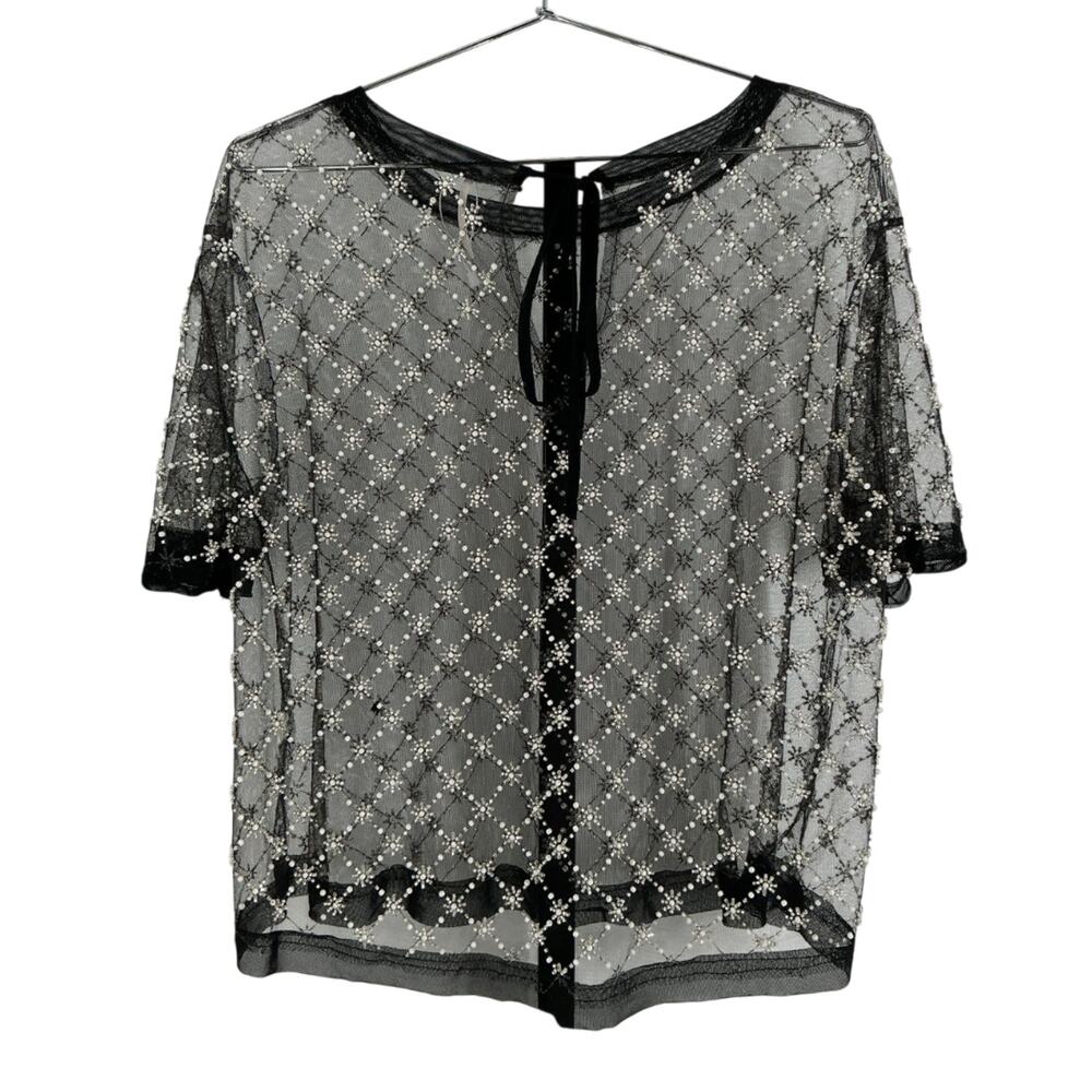 Free People Embellished Black Loir Top Size S - Picture 3 of 4
